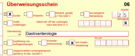 Abb. 1: Überweisungsschein vom hausärztlichen Kollegen 