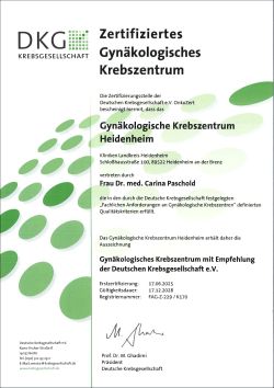 Zertifikat Gynäkologisches Krebszentrum