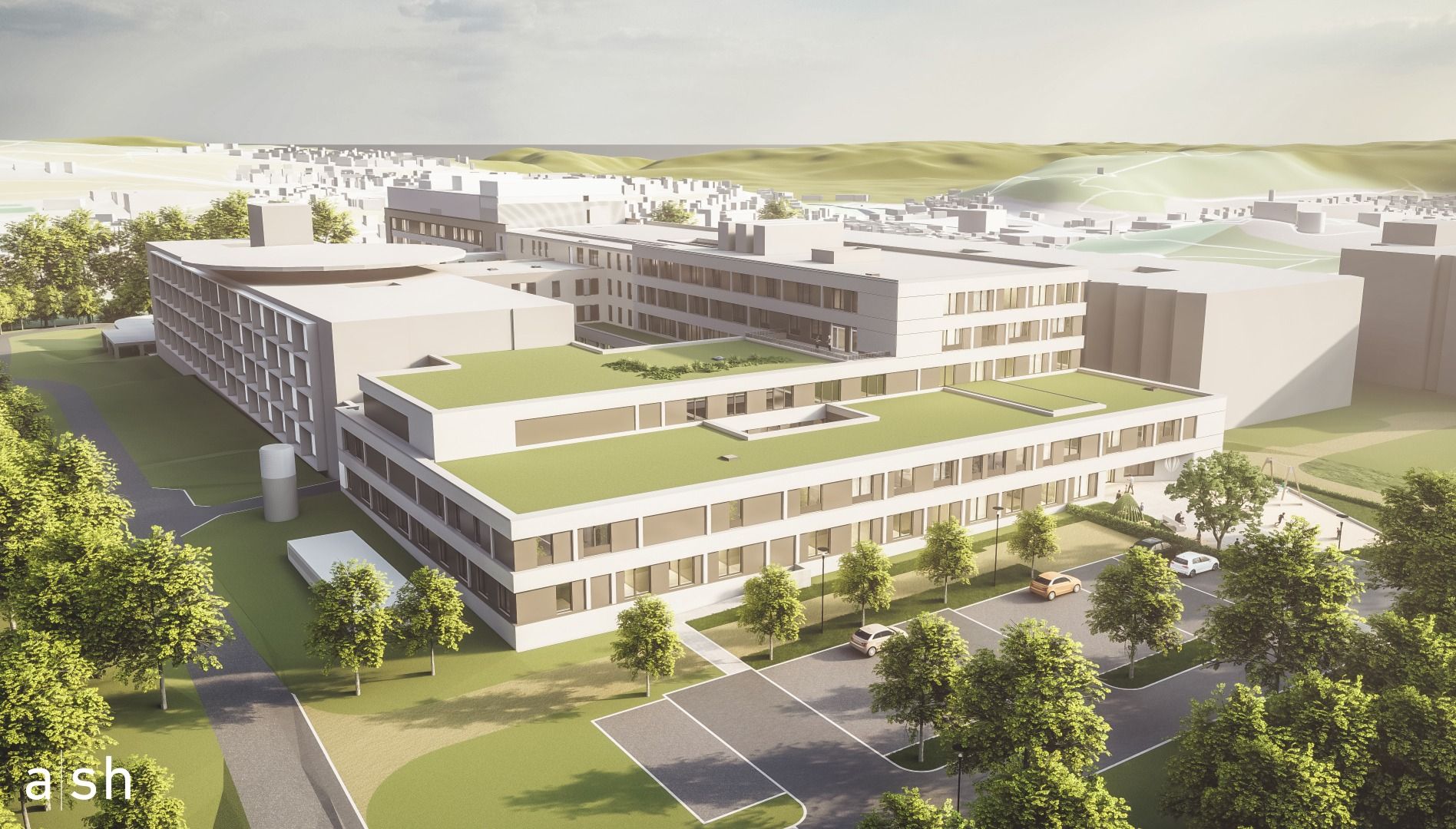 Visualisierung vom Neubau Haus L, Klinikum Heidenheim
