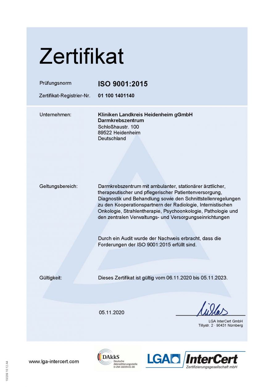 Zertifizierte Darmkrebszentrum